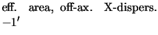 $\textstyle \parbox{5cm}{eff. area, off-ax. X-dispers. $-1'$ }$