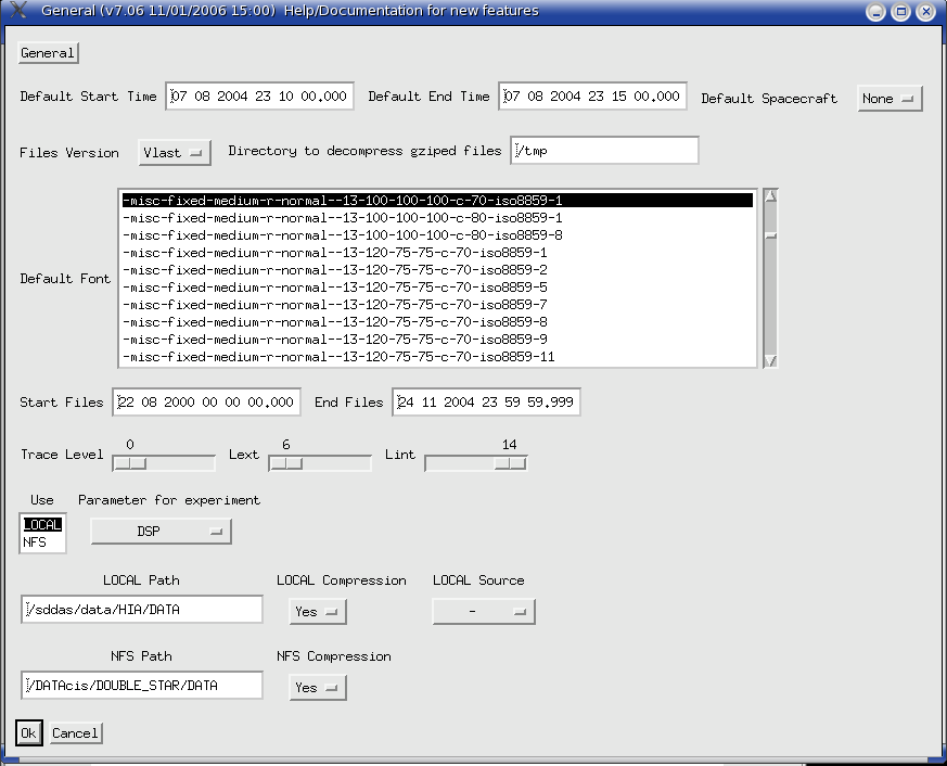 General Preferences Window
