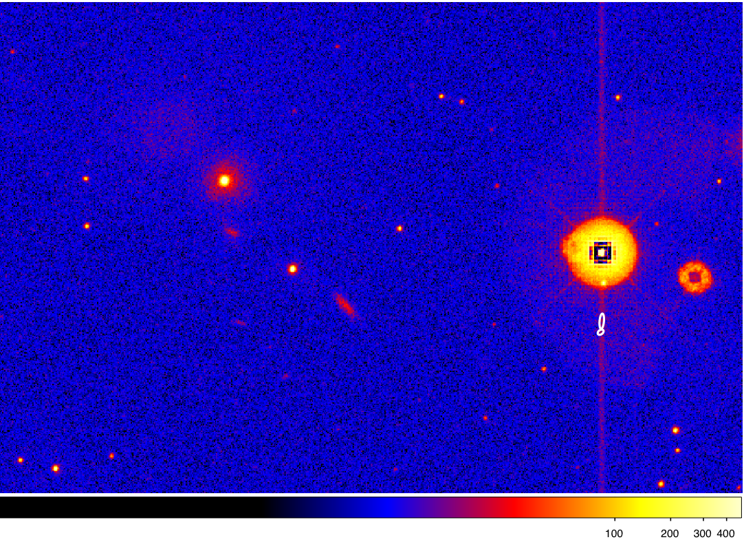 Candidate source detection containing cosmetically bad pixels overlayed upon the XMM-OM example field