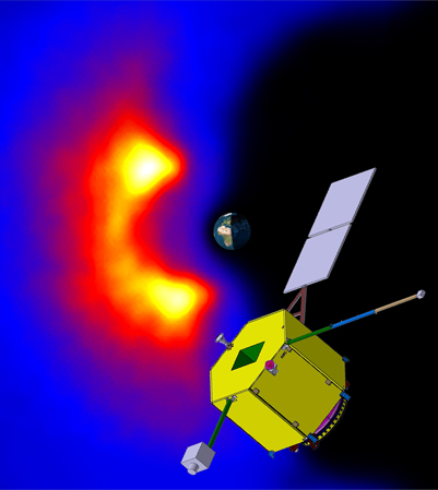 Schematic of the spacecraft and the Earth's magnetosphere. Credit: AXIOM proposal cover page